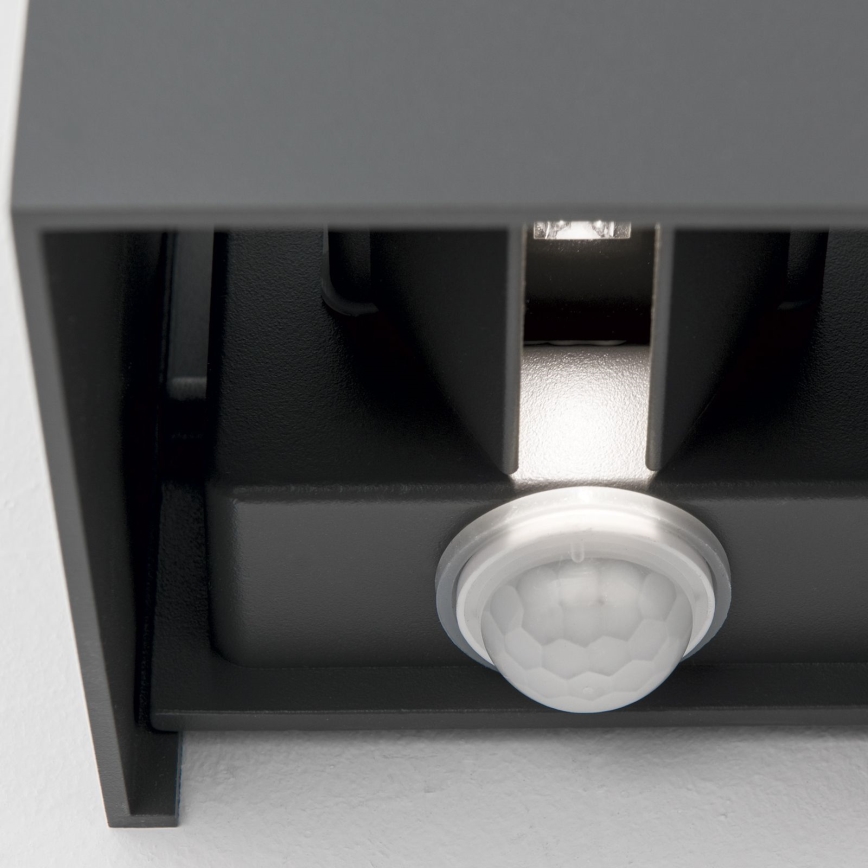 LED Outdoor wall light with motion and dusk sensor CUBE-S LED/13W/230V IP54 anthracite