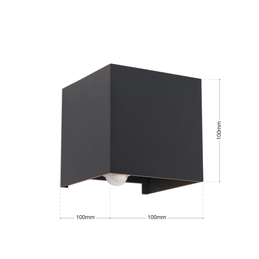 LED Outdoor wall light with motion and dusk sensor CUBE-S LED/13W/230V IP54 anthracite