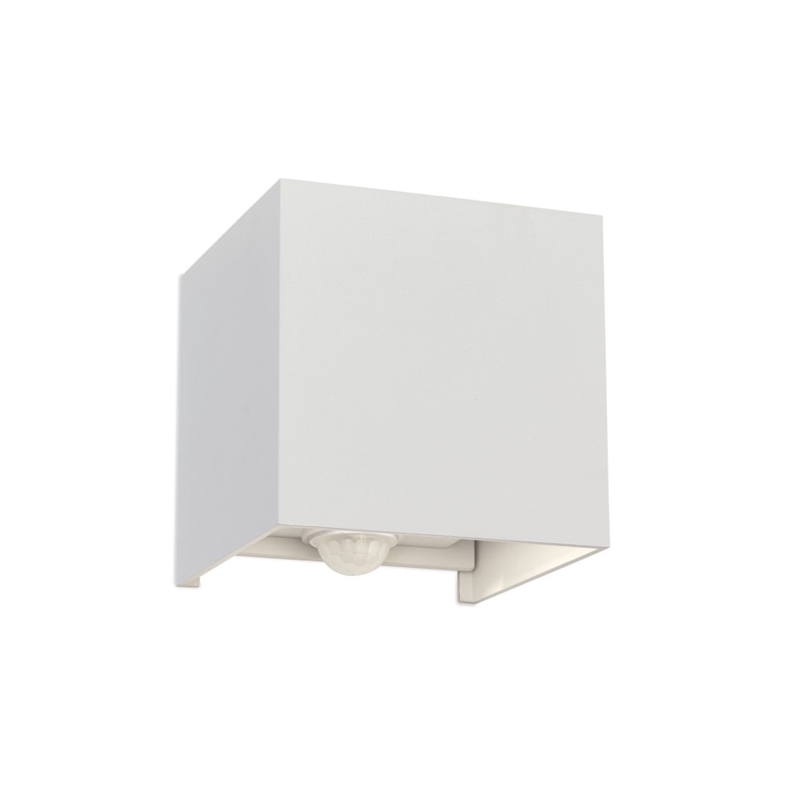 LED Outdoor wall light with motion and dusk sensor CUBE-S LED/13W/230V IP54 white
