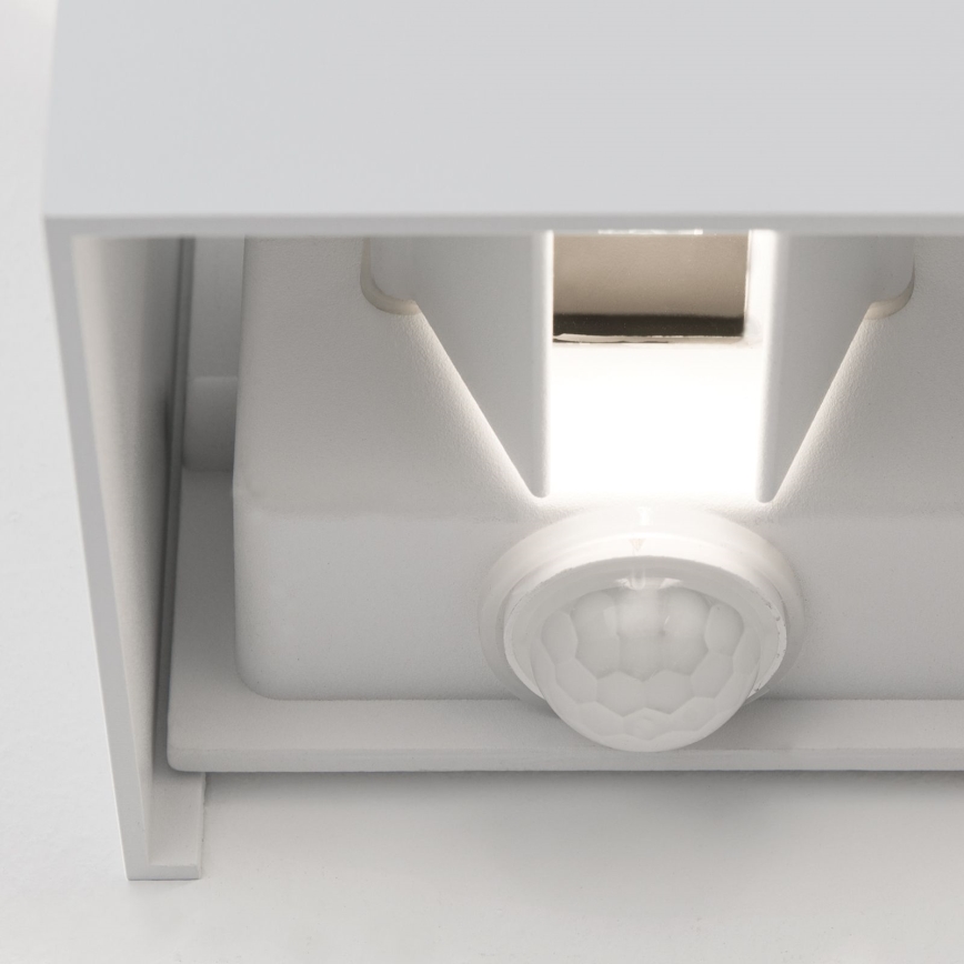 LED Outdoor wall light with motion and dusk sensor CUBE-S LED/13W/230V IP54 white