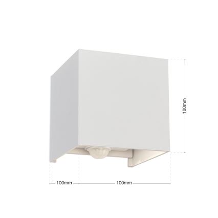 LED Outdoor wall light with motion and dusk sensor CUBE-S LED/13W/230V IP54 white