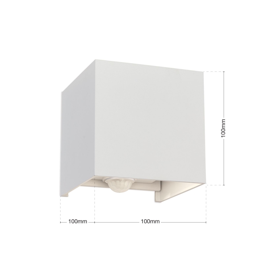 LED Outdoor wall light with motion and dusk sensor CUBE-S LED/13W/230V IP54 white