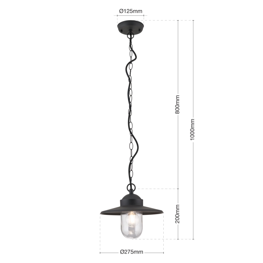 Outdoor pendant light EDWARD 1xE27/60W/230V IP44 black