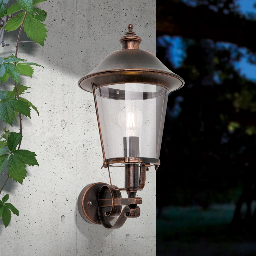 Outdoor wall lamp KENZO 1xE27/100W/230V IP44 bronze/patina