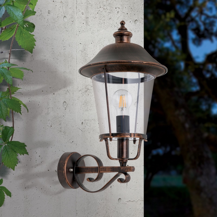 Outdoor wall lamp KENZO 1xE27/100W/230V IP44 bronze/patina