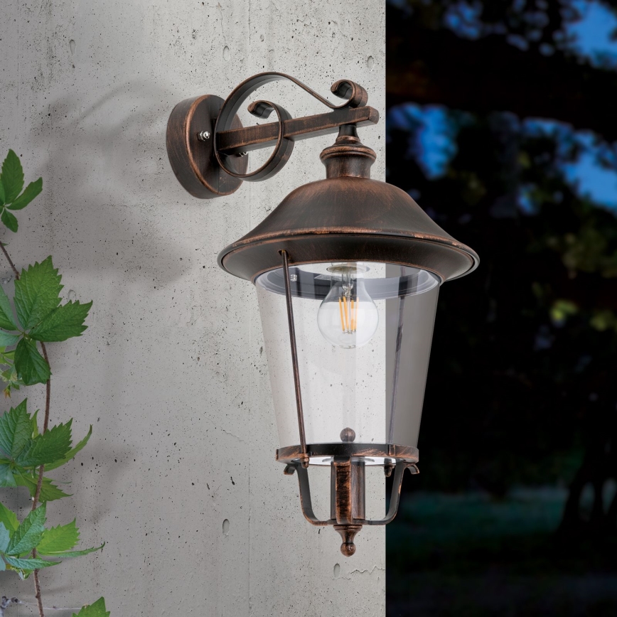 Outdoor wall lamp KENZO 1xE27/100W/230V IP44 bronze/patina