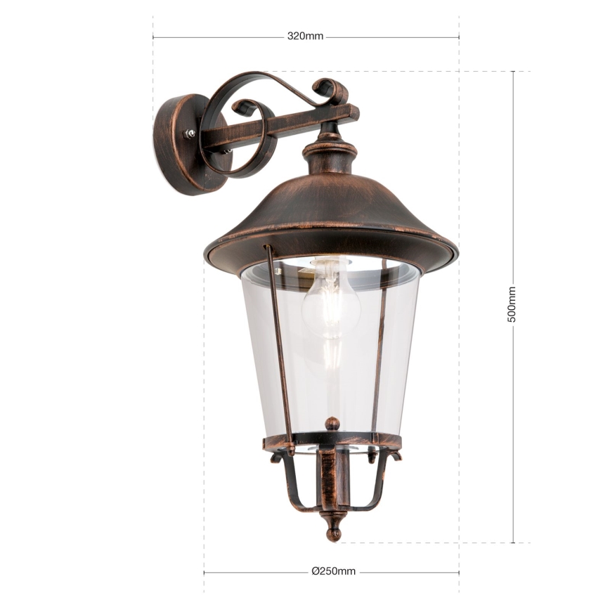 Outdoor wall lamp KENZO 1xE27/100W/230V IP44 bronze/patina