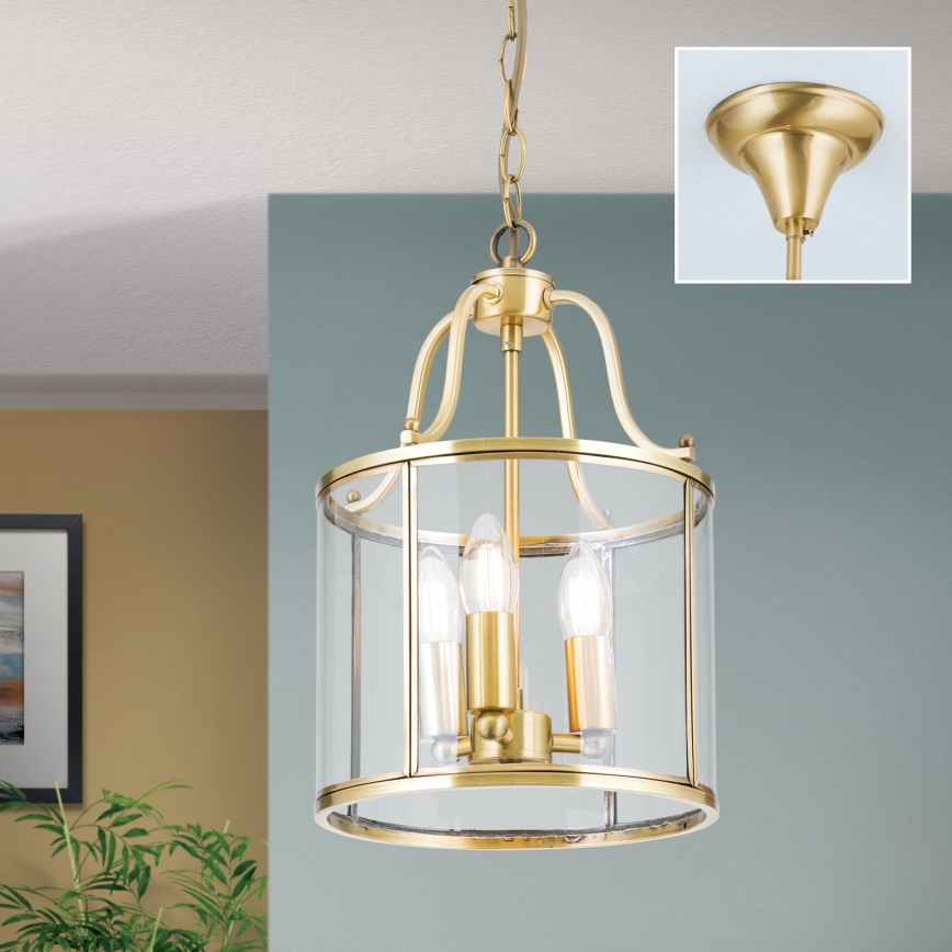 BRUNO chain-hung chandelier 3xE14/40W/230V, Ø25 cm, Gold