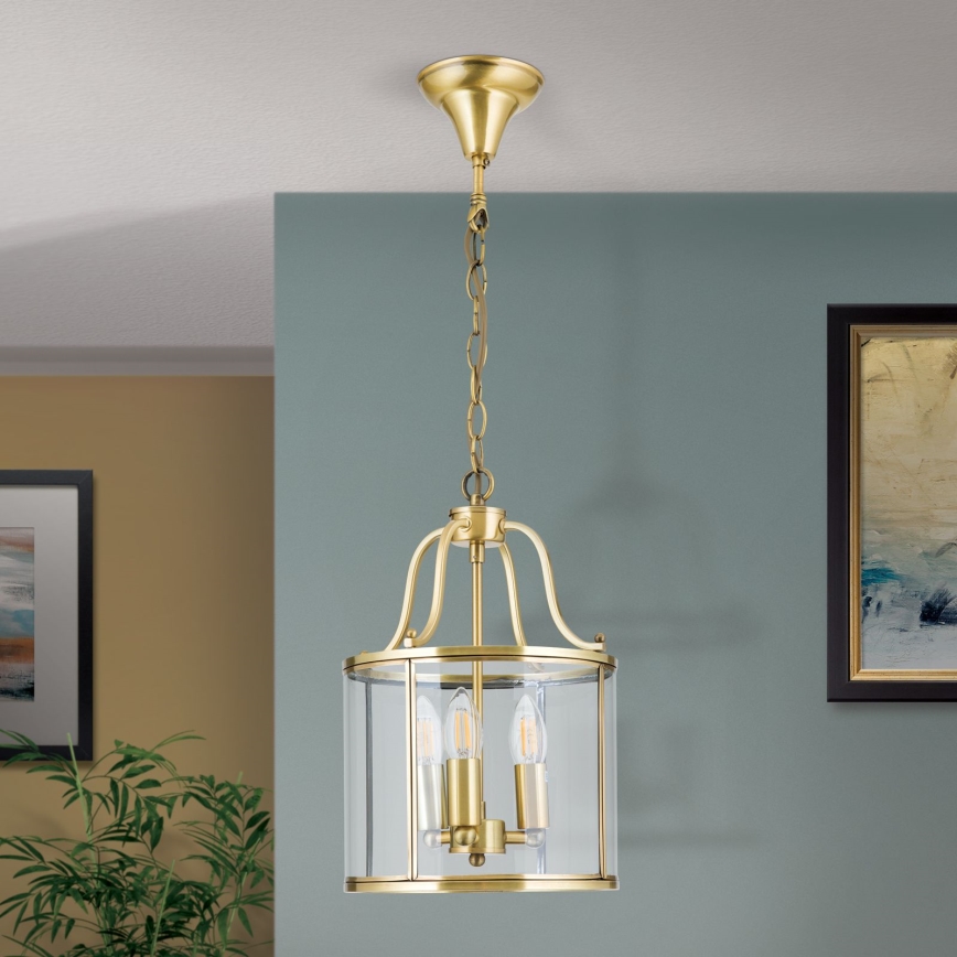BRUNO chain-hung chandelier 3xE14/40W/230V, Ø25 cm, Gold