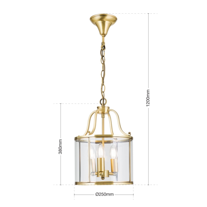 BRUNO chain-hung chandelier 3xE14/40W/230V, Ø25 cm, Gold
