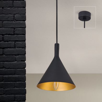 GUNDA Cable Pendant Light 1xE14/40W/230V Ø 16.5 cm Black/Gold