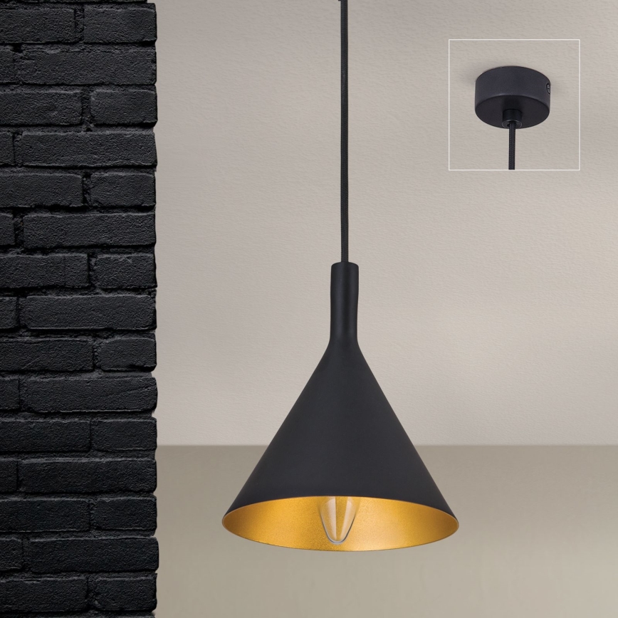 GUNDA Cable Pendant Light 1xE14/40W/230V Ø 16.5 cm Black/Gold