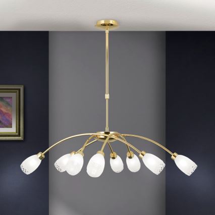 CARLA Rod-Mounted Chandelier 8xG9/28W/230V Gold