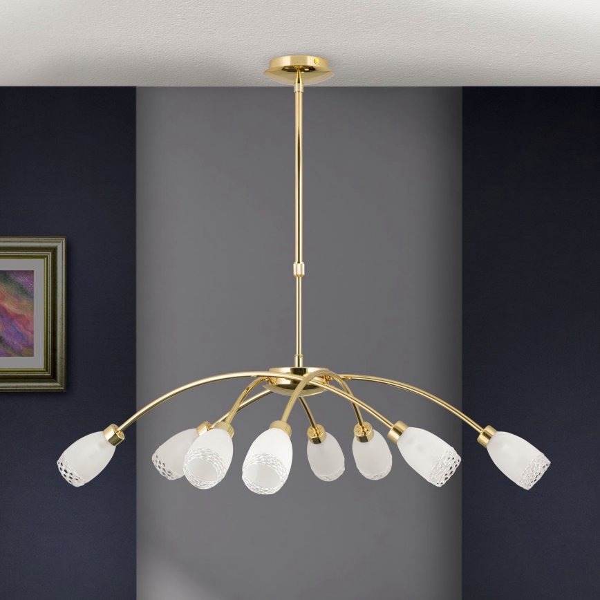 CARLA Rod-Mounted Chandelier 8xG9/28W/230V Gold