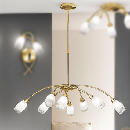 CARLA Rod-Mounted Chandelier 8xG9/28W/230V Gold