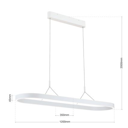LED Pendant on Cable CARRARA LED/80W/230V 2700/3000/4000K White
