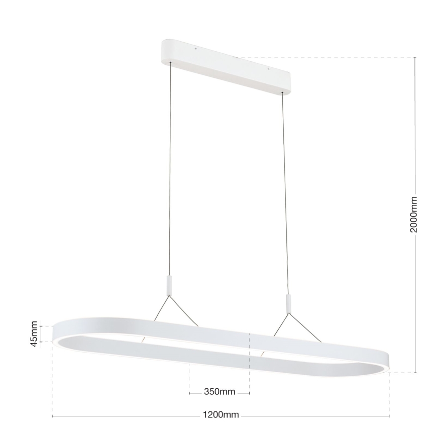 LED Pendant on Cable CARRARA LED/80W/230V 2700/3000/4000K White