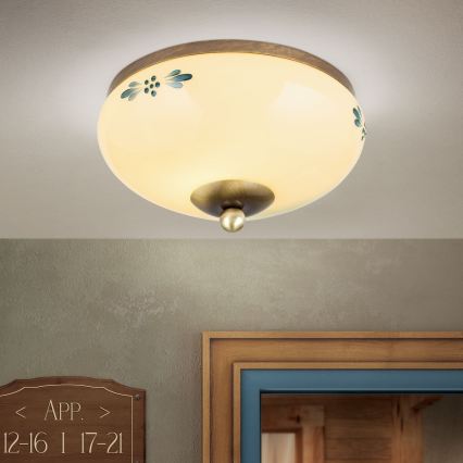 Ceiling light LANDHAUS 1xE27/60W/230V Ø 21 cm bronze/beige/blue