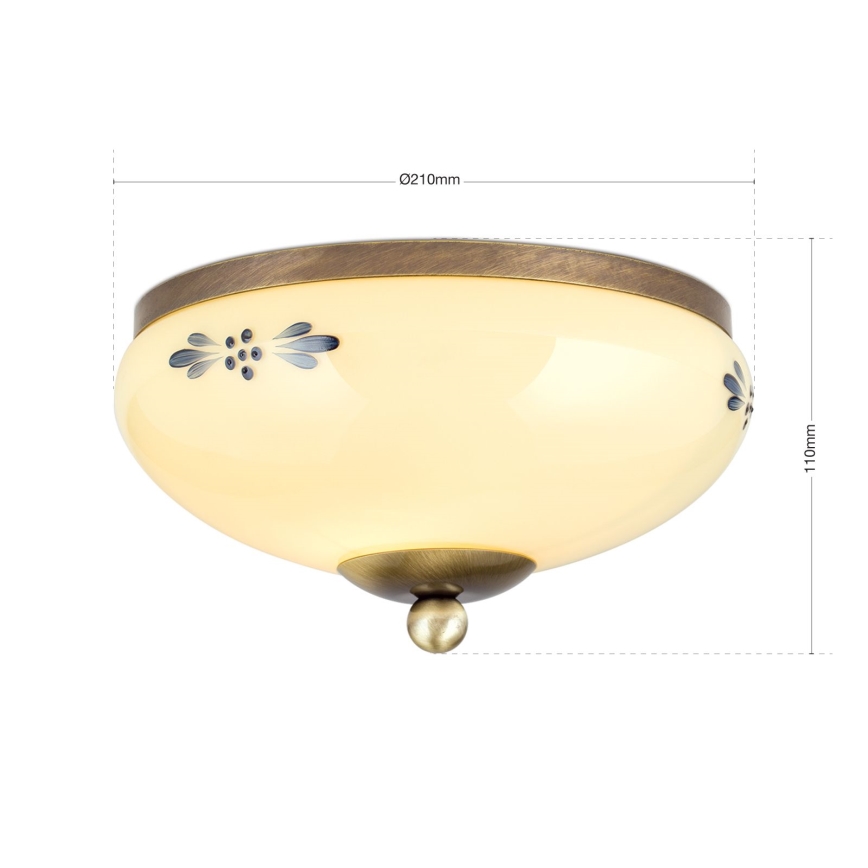 Ceiling light LANDHAUS 1xE27/60W/230V Ø 21 cm bronze/beige/blue