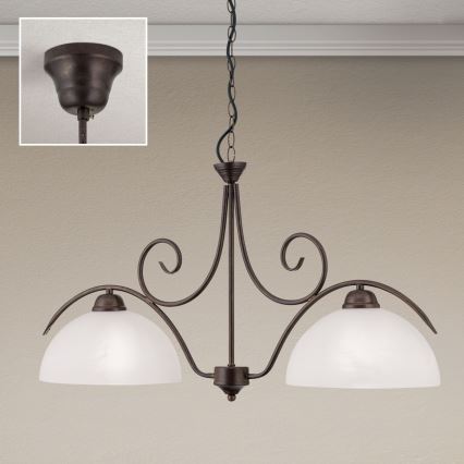Chain-hung chandelier RULA 2xE27/40W/230V white/bronze
