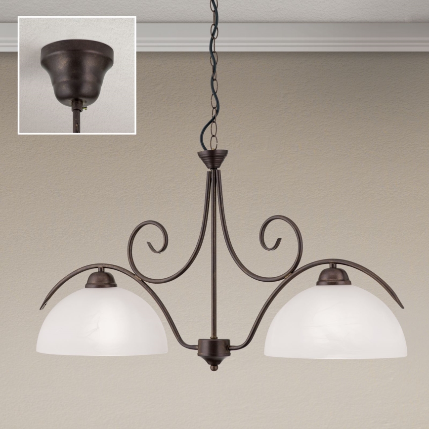 Chain-hung chandelier RULA 2xE27/40W/230V white/bronze