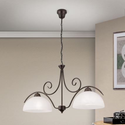 Chain-hung chandelier RULA 2xE27/40W/230V white/bronze