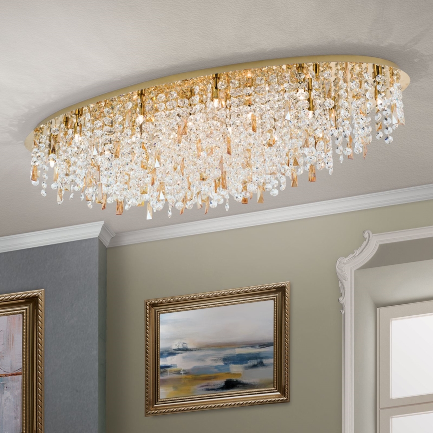 Crystal ceiling light CRYSTALRIVER 21xG9/40W/230V gold