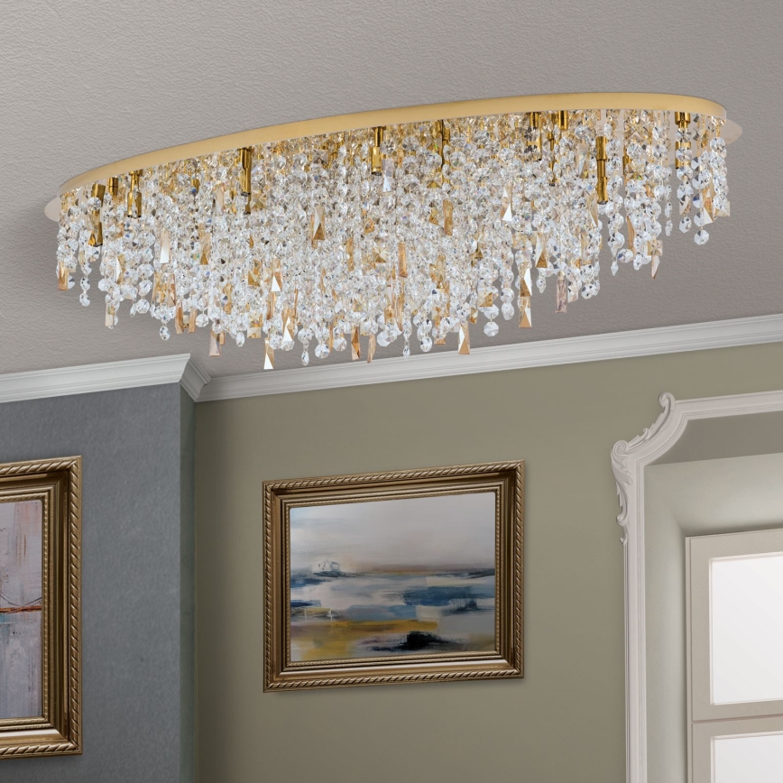 Crystal ceiling light CRYSTALRIVER 21xG9/40W/230V gold