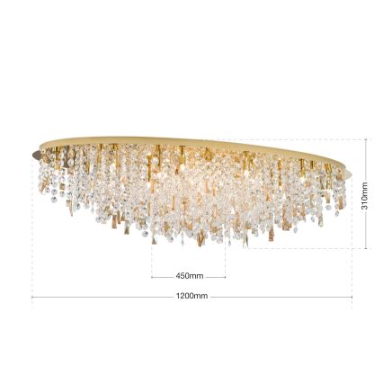 Crystal ceiling light CRYSTALRIVER 21xG9/40W/230V gold