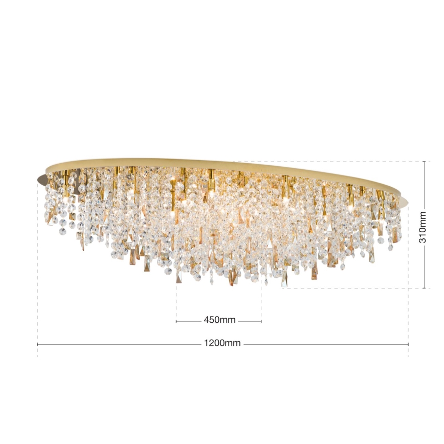 Crystal ceiling light CRYSTALRIVER 21xG9/40W/230V gold