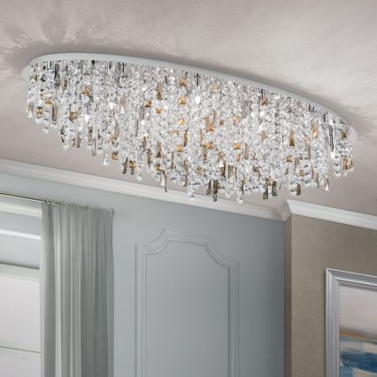 Crystal ceiling light CRYSTALRIVER 21xG9/40W/230V shiny chrome