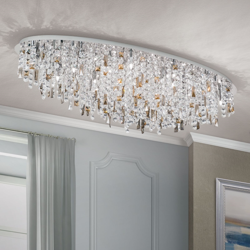 Crystal ceiling light CRYSTALRIVER 21xG9/40W/230V shiny chrome