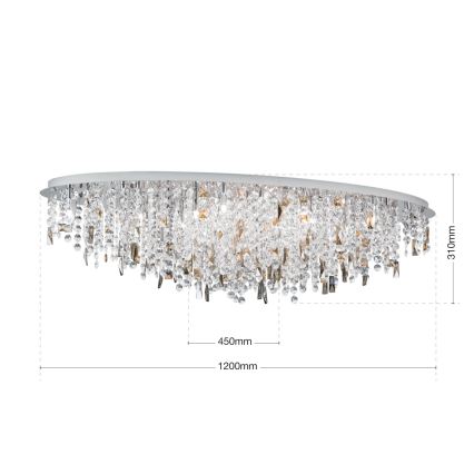 Crystal ceiling light CRYSTALRIVER 21xG9/40W/230V shiny chrome