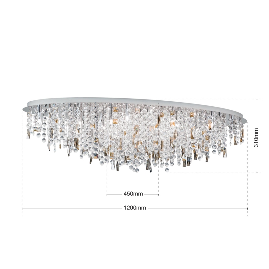 Crystal ceiling light CRYSTALRIVER 21xG9/40W/230V shiny chrome