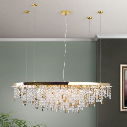 Crystal chandelier on a string CRYSTALRIVER 21xG9/40W/230V gold