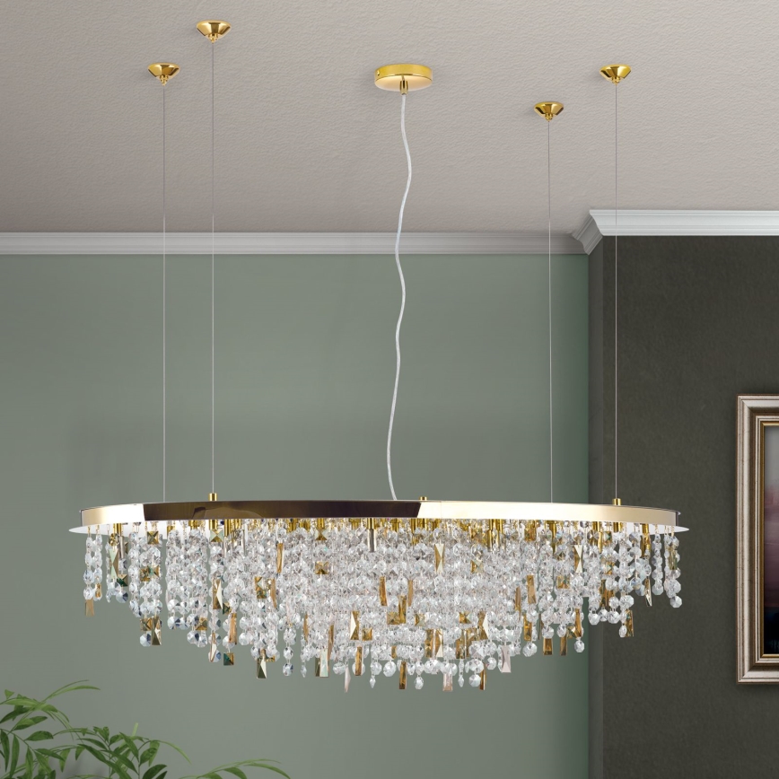 Crystal chandelier on a string CRYSTALRIVER 21xG9/40W/230V gold