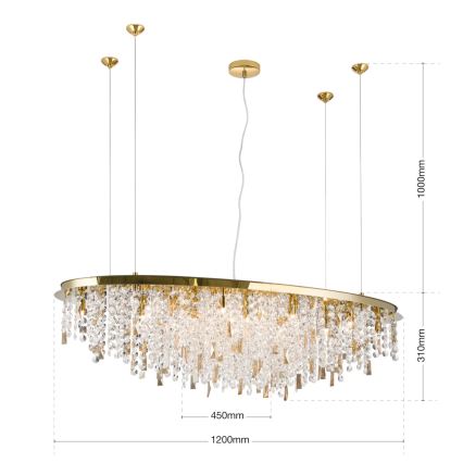 Crystal chandelier on a string CRYSTALRIVER 21xG9/40W/230V gold