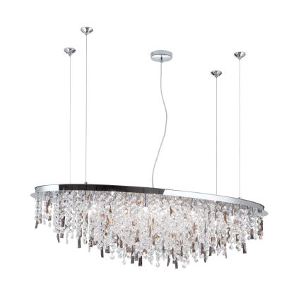 Crystal chandelier on a string CRYSTALRIVER 21xG9/40W/230V shiny chrome