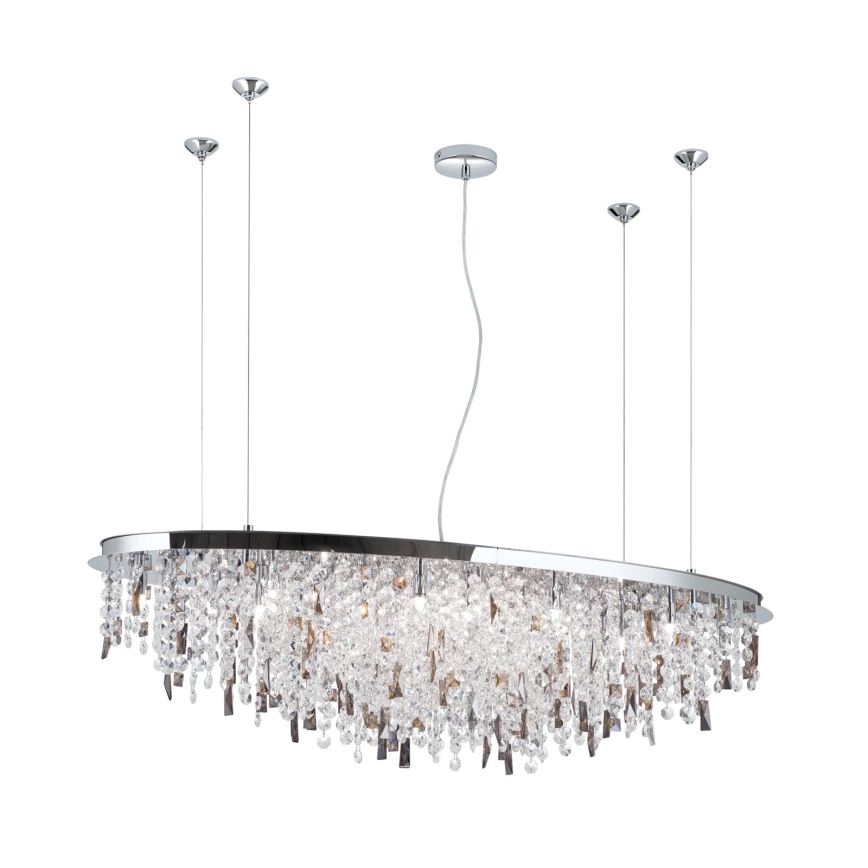 Crystal chandelier on a string CRYSTALRIVER 21xG9/40W/230V shiny chrome
