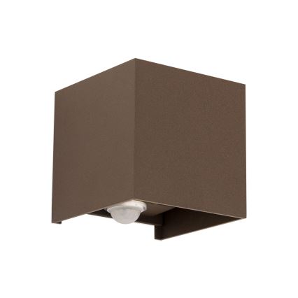 Orion - Outdoor wall light with motion and dusk sensor CUBE-S LED/13W/230V IP54 brown