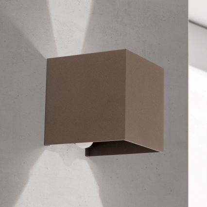 Orion - Outdoor wall light with motion and dusk sensor CUBE-S LED/13W/230V IP54 brown