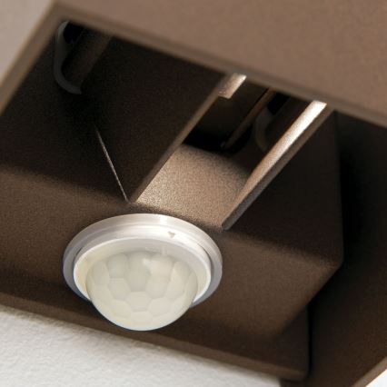 Orion - Outdoor wall light with motion and dusk sensor CUBE-S LED/13W/230V IP54 brown