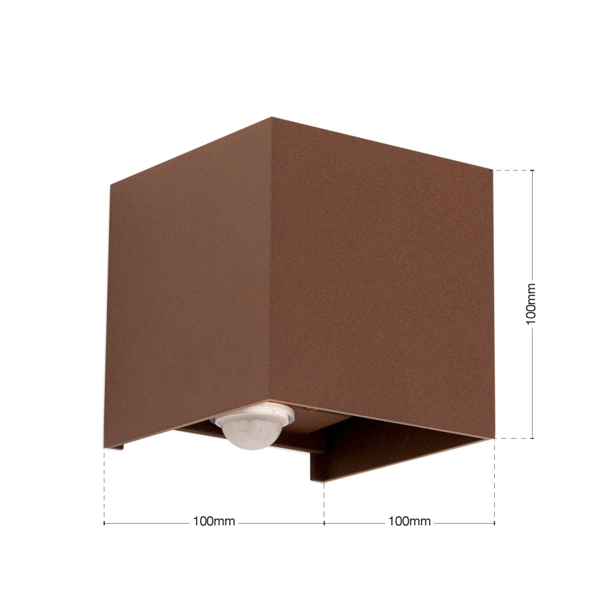 Orion - Outdoor wall light with motion and dusk sensor CUBE-S LED/13W/230V IP54 brown