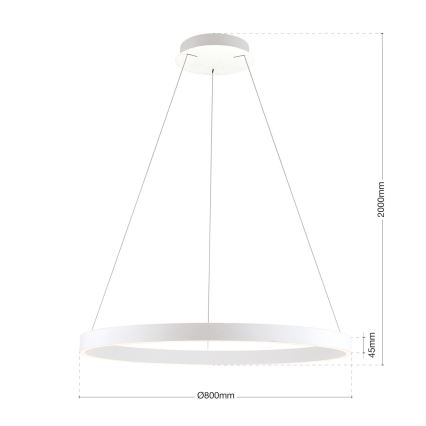 Dimmable LED cable-suspended pendant light KOLK LED/80W/230V 2700/3000/4000K Ø 80 cm white