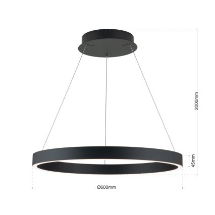 LED Dimmable Cable Pendant KOLK LED/60W/230V 2700/3000/4000K Ø 60 cm Black