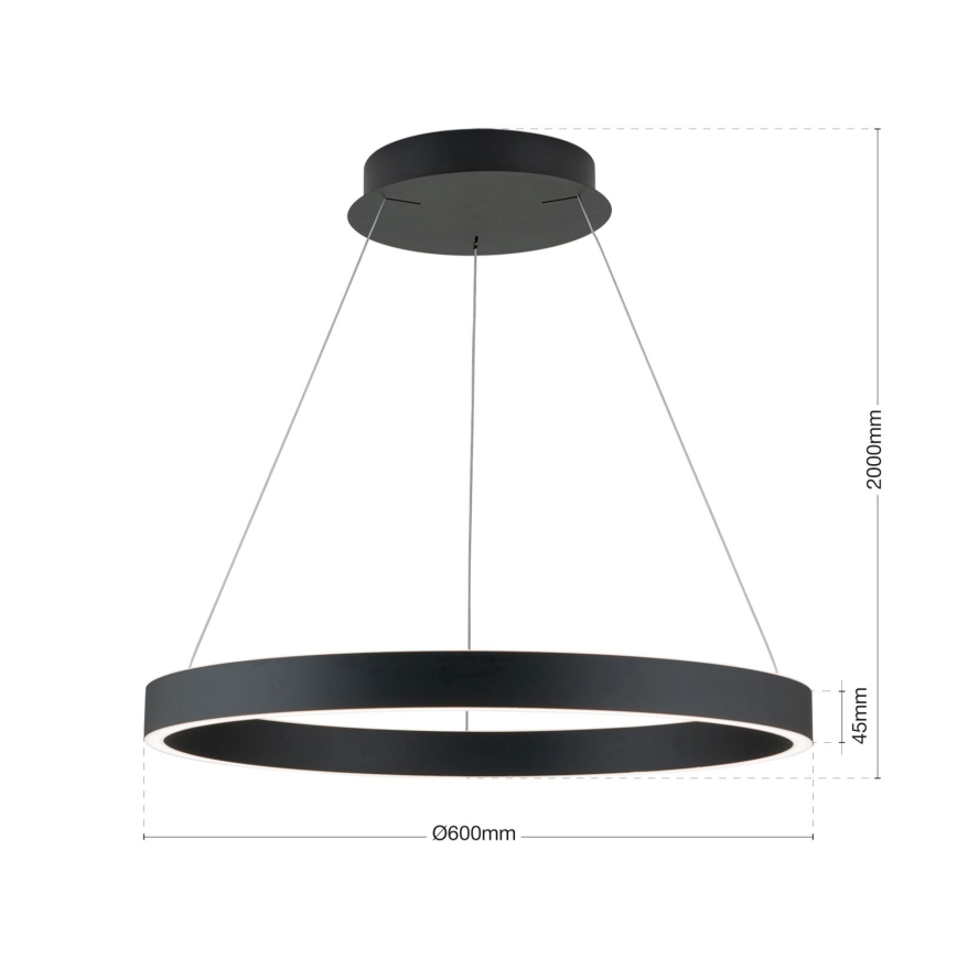 LED Dimmable Cable Pendant KOLK LED/60W/230V 2700/3000/4000K Ø 60 cm Black
