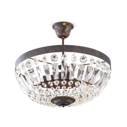 Crystal chandelier on a pole ARILA 3xE14/40W/230V d. 40 cm brown/patina