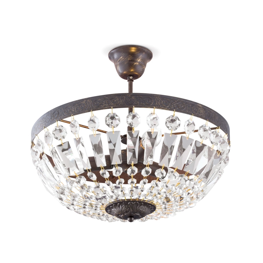 Crystal chandelier on a pole ARILA 3xE14/40W/230V d. 40 cm brown/patina