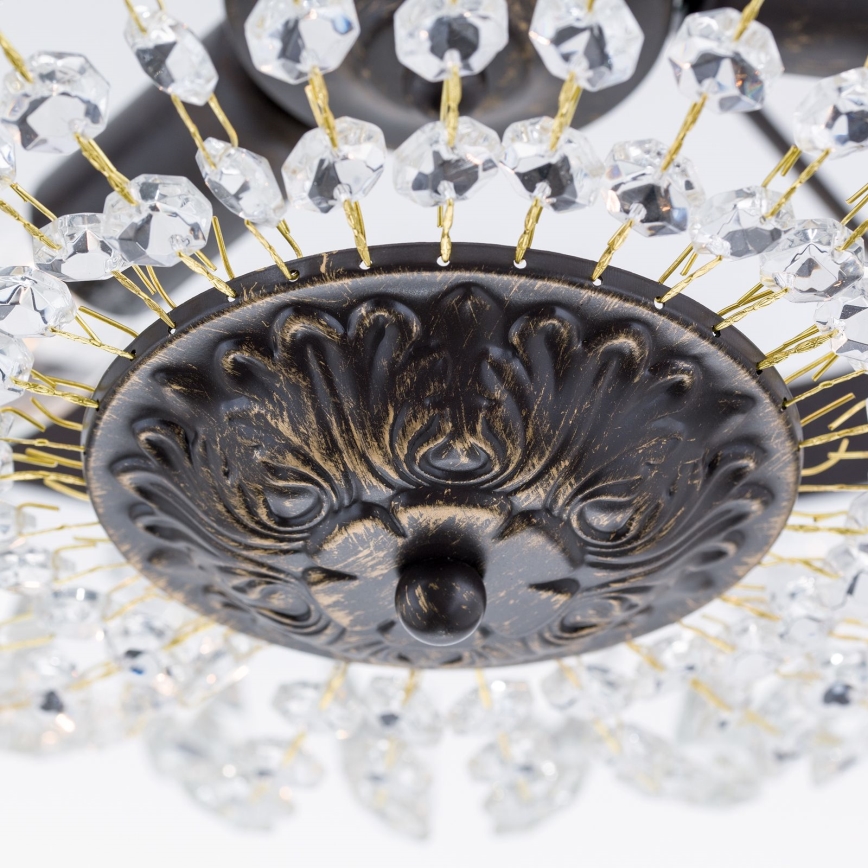 Crystal chandelier on a pole ARILA 3xE14/40W/230V d. 40 cm brown/patina