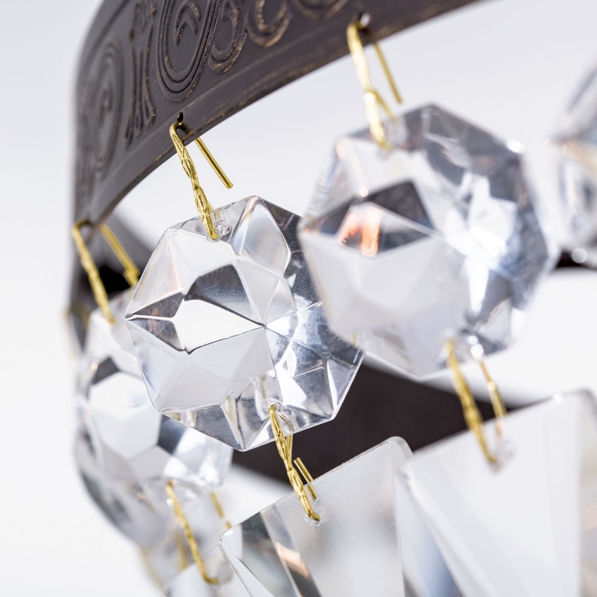 Crystal chandelier on a pole ARILA 3xE14/40W/230V d. 40 cm brown/patina